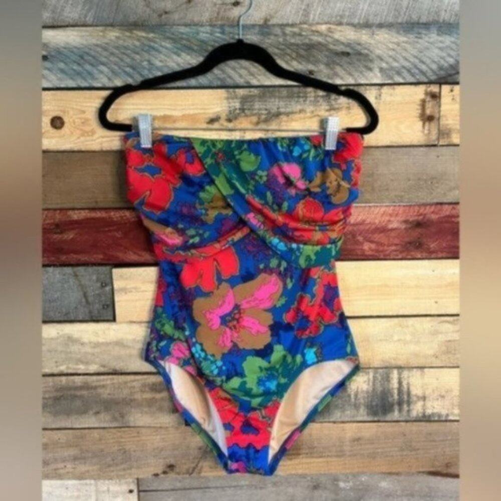 J. Crew Floral Strapless Swim Suit Size‎ 4